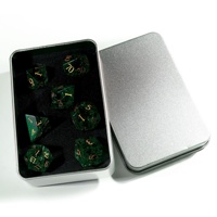 Ensemble de 7 dés de jeu Dungeons & Dragons en verre givré vert pin, lettrage en relief, cristal K9, dés polyédriques à angle droit DND
