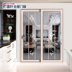 Fuson 전문 제조 업체 이중 유약 현대 욕실 인테리어 알루미늄 슬림 프로필 유리 슬라이드 도어 - Product Image 6