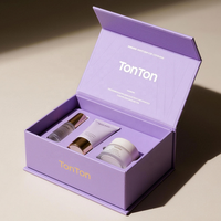 Boîte magnétique personnalisée et boîte cadeau bleue pour ensemble de soins de la peau et emballage de luxe, emballage papier transfrontalier