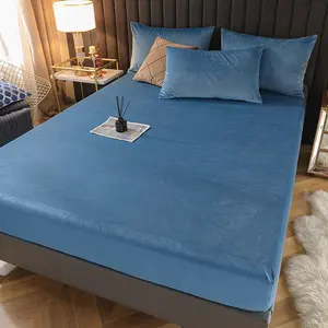 킹 사이즈 방수 매트리스 니트 침대 커버 산호 침대 커버 프로텍터