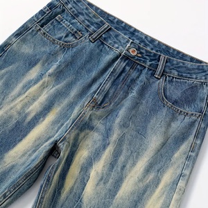 Pantalones Vaqueros Nuevos para Hombre - Diseño Tie Dye en Degradado Azul Beige, Efecto Lavado Retro, Adecuados para Tendencias de Moda Retro - Product Image 3
