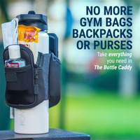 Botol Caddy Gym botol air lengan kantong dengan ritsleting sisi kantong penyimpanan untuk kartu kunci ponsel atau Dompet
