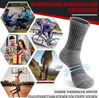 Welwoos 5 paires de chaussettes de randonnée en laine mérinos tricotées, chaudes, épaisses, antidérapantes, pour hommes et femmes