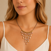 Collier en chaîne à pampilles en cuivre plaqué or 18 carats avec coquille d'ormeau pour femme, bijoux de créateur bohème tendance