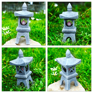 Linternas de piedra de jardín japonés, luz Solar, lámpara de Pagoda de templo, estatua de Buda para exteriores, escultura de Pagoda - Product Image 3