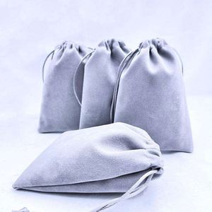 Bolsa de Terciopelo Gris con Cordón y Logotipo Personalizado, Bolsa para Joyas, para Artículos Pequeños y Embalaje de Regalos - Product Image 4