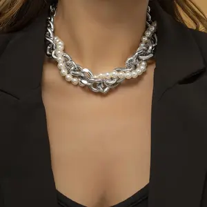 Collier multi-chaînes en perles pour femme, design Hip hop, nouvelle mode, superposition de colliers, multicouches en métal, polyvalent, clavicule