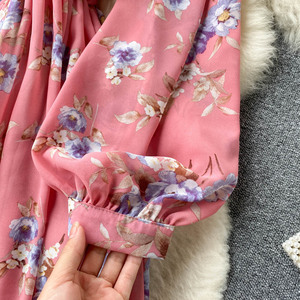 Abito invernale a <span class=keywords><strong>maniche</strong></span> <span class=keywords><strong>lunghe</strong></span> Casual di nuova moda da <span class=keywords><strong>donna</strong></span> abbigliamento all'ingrosso con stampe floreali - Product Image 6