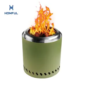 HOMFUL dumansız bahçe veranda açık ateş çukuru taşınabilir ahşap yanan Bonfire paslanmaz çelik Mini masaüstü ateş çukuru ile standı