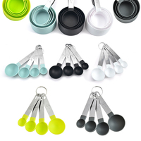 Cuisson Cuisson 8 Pièces Manche En Acier Inoxydable PP En Plastique De Qualité Alimentaire Cuillère Tasse Liquide Sec Ingrédient Tasse À Mesurer Cuillère Ensemble