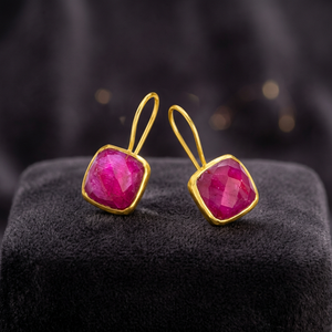 Nouvelle Arrivée Boucles d'Oreilles Pendantes Unisexe Certifiées en Argent Sterling 925 Plaqué Or 14K avec Pierre Précieuse en Quartz Teinté Tendance Forme Coussin - Product Image 3