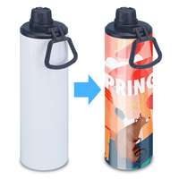 Botella de Agua Deportiva para Sublimación de 20 oz con Pajita, Doble Capa de Acero Inoxidable, Biberones en Blanco para Sublimación 2 en 1
