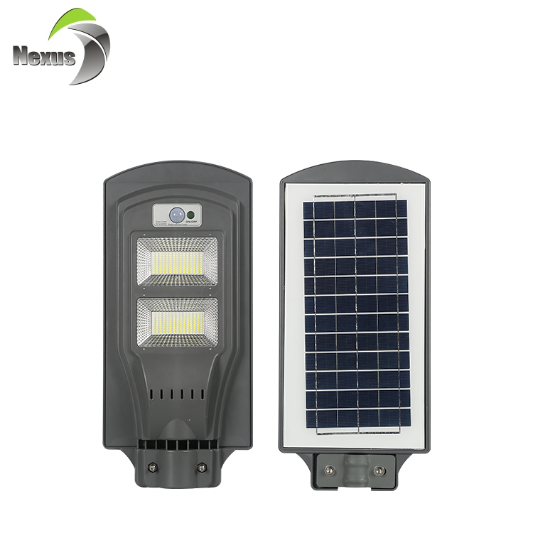Nouveau style imperméable à l'eau lumineux automatique durable 60w extérieur tout en un solaire a mené le réverbère