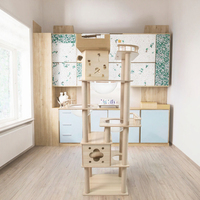 Arbre à chat réaliste moderne et classique en bois, tour à gratter en sisal pour intérieur, structure d'escalade de style naturel, maison de luxe pour animaux de compagnie