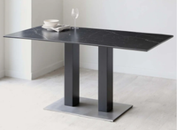 Ensemble de table à manger moderne et élégant Mobilier de salle à manger Table de cuisine Verre transparent Verre trempé Ensembles de table 6 places