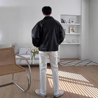 Veste Moto Premium Noire pour Hommes en Simili Cuir PU, Manteau Personnalisé pour l'Hiver et le Bureau