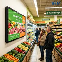 Écran mural numérique HRAY 55 pouces 178° à vision complète avec double haut-parleur pour affichage des offres spéciales quotidiennes en supermarché, compatible OEM ODM