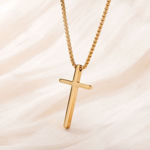 Collier Croix Simple et Tendance en Acier Inoxydable Personnalisable, Plaqué <span class=keywords><strong>Or</strong></span> PVD Argent et Noir, Pendentif Croix - Product Image 5