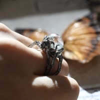 Bague Unisexe en Alliage de Verre Électroplaqué, Style Gothique Sombre, Punk Rétro, Nouveau Design Créatif Européen et Américain, Motif Araignée et Crâne, Personnalisation Prise en Charge