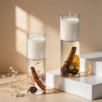 Luxuriöse Maßgefertigte Glas-Doppelschicht-Jelly-Gel-Wachskerze mit Getrockneten Blumen, Korkdeckel und Duft in Glasgefäß