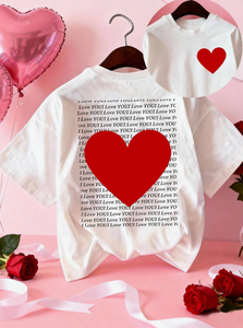 T-shirt Casual da Donna con Stampa Cuore di San Valentino, Manica Corta, Girocollo, 100% Cotone, Regalo per la Persona Amata, Primavera Estate - Product Image 3