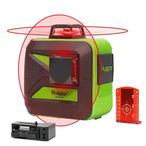 Huepar 360 602CR Với Pin Lithium Có Thể Sạc Lại, Chế Độ Xung Đa Ngoài Trời Chùm Tia Đỏ 8 Đường Thẳng, Mức Laser Chéo