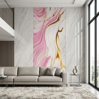 Plaque murale en PVC mince de 3 mm, effet marbre, haute brillance, revêtement UV, imperméable, pour la décoration intérieure des halls de villas