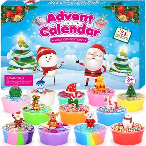 Nouveauté : Kit de slime amusant pour enfants, grand et coloré, avec accessoires charmants, design calendrier de l'avent en slime - Product Image 1