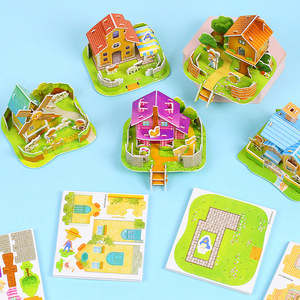 Mini rompecabezas de casa 3D para niños, juguete de educación temprana para montar, colores mezclados, de 5 a 7 años, unisex - Product Image 2