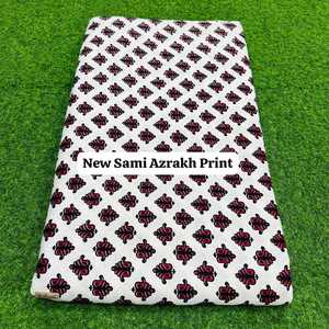 Tissu en coton pur imprimé Sami Azrakh de qualité supérieure, motif ethnique tribal classique, léger et confortable pour la confection de robes pour femmes - Product Image 1