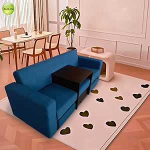 Canapé-<span class=keywords><strong>lit</strong></span> pliable <span class=keywords><strong>2</strong></span> <span class=keywords><strong>places</strong></span> en tissu au design moderne avec repose-pieds et table basse pour salon, usage <span class=keywords><strong>de</strong></span> loisirs - Product Image 1