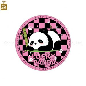 Sous-verre rond en cuir PU motif panda de dessin animé moderne, résistant à la chaleur, 10 cm – Cadeau idéal pour les amoureux des animaux et les fêtes de pendaison de crémaillère - Product Image 3