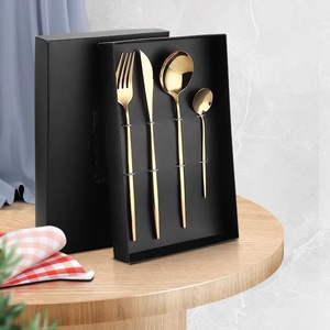 Ensemble de <span class=keywords><strong>couverts</strong></span> de mariage en acier inoxydable, 4 pièces en or noir avec boîte cadeau - Product Image 2