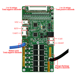 Sistema de Gestión de Baterías (BMS) CAN de 48V, PCBA, Corriente Continua de 30A/60A, 13S/14S Li-ion, 15S/16S LiFePO4/Na-ion, Energía Doméstica - Product Image 6