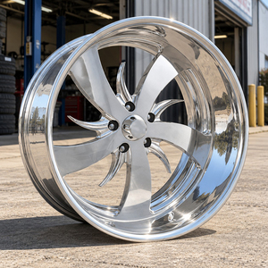 Jantes forgées sur mesure 20, 22, 24 pouces 5x5, 6x5.5, polies, à déport profond, 5 branches, pour Chevy C10 Silverado GMC Sierra Street Truck - Product Image 3