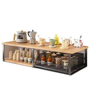 <b>Desktop</b> <b>Shelf</b> 2 Tier Metal Kitchen Storage Organizer With Basket For Coffee Machine Cup Tea Bag Snack - Product Image 5