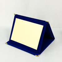 Plaque de velours bleue, rouge et noire pliable, plaque de velours pour certificat, récompense avec plaque dorée, argentée, bronze ou noire MH-FJ0121