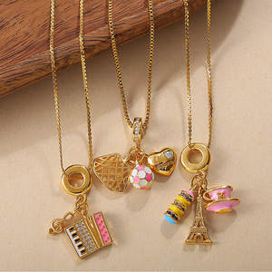 Collar con colgante de dibujos animados, aleación de zinc, engaste pavé, joyería de regalo para mujer - Product Image 3
