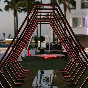SMS Modern LED Wedding Walkway Stage <b>Backdrop</b> Decoration <b>Stand</b> Durable Geometric Metal <b>Backdrop</b> <b>Stand</b> LED Arch Wedding Supplier - Product Image 5