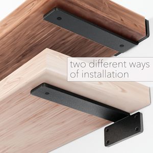 Soportes de Pared Flotantes <span class=keywords><strong>Invisibles</strong></span> Personalizados de 8x6x4 Pulgadas, Forma de L, Metal Negro con Recubrimiento en Polvo, 5mm de Grosor, para Muebles del Hogar - Product Image 1