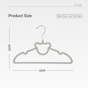 Vente en gros de cintres pour vêtements d'enfants en forme d'ours polaire antidérapants Cabide Veludo Cintres en velours <span class=keywords><strong>gris</strong></span> pour enfants - Product Image 2