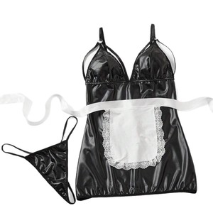 Nuevo Conjunto <span class=keywords><strong>de</strong></span> Lencería Erótica para Parejas, Uniforme <span class=keywords><strong>de</strong></span> Sirvienta en Cuero Sintético PU, Atuendo Sexy para Citas - Product Image 5