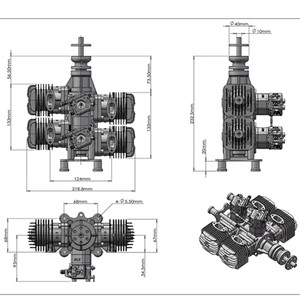 Moteur à essence DLE 120CC DLE120 T4 d'origine, quatre cylindres, deux temps, échappement latéral, refroidissement par air naturel, 12 ch/7500 tr/min - Product Image 3
