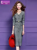 Robe de maternité vintage professionnelle sur mesure FMY Factory pour femmes, robe midi amincissante de luxe légère et haut de gamme à col en V 66396