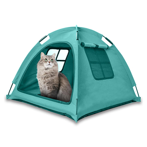 2024 Venta caliente plegable 2 en 1 con almohada acolchada extraíble pequeña tienda de cama para mascotas para gatos de interior liquidación tienda cálida para gatos - Product Image 5