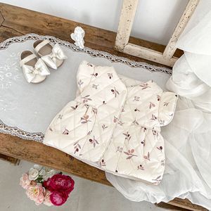 Engepapa Hiver Filles Cardigan <span class=keywords><strong>Gilet</strong></span> Épaissi Infant Fly Sleeve Jacket Warm Diamond Printed Baby Clothes - Product Image 5