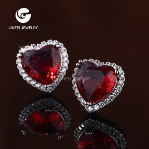 Gran oferta, pendientes de joyería chapados en plata con forma de corazón rojo y piedras preciosas grandes - Product Image 5