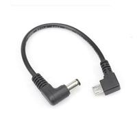Câble d'alimentation Micro USB mâle vers DC 5.5*2.1 coudé avec blindage tressé, angle droit pour appareil photo et ordinateur