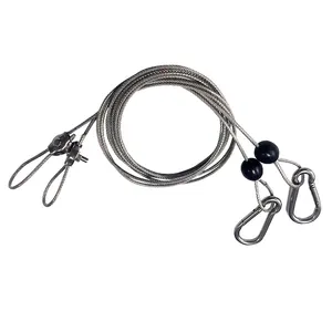 Custom 5mm Thickness Vinyl Cover Coated Galvanized Steel Wire Cable With Loops Security Lanyard Rope Tether Lock