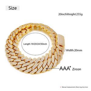 Collar de Cadena Cubana Pesada de 20 mm de Latón Chapado en Oro con Diamantes de Circonita Cúbica AAAAA de Lujo Estilo Iced Out para Hombre Joyería de Moda Hip Hop - Product Image 6